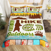Maxcorners Camping Hiking Duvet Cover Set, Handmade Rustic Farmhouse Bedding for Outdoor Sports Theme Room Decor