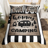 Maxcorners Camping Trailer Duvet Cover for RV Decor, Camper Natural Tree Bedding Set