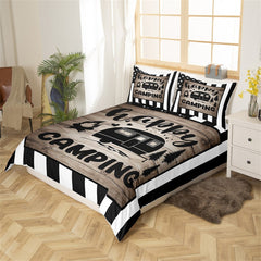Maxcorners Camping Trailer Duvet Cover for RV Decor, Camper Natural Tree Bedding Set