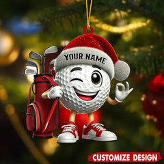 Maxcorners Funny Golf Ball Xmas Ornament, Golf Player Custom Name Golf Keychain, Golf Accessories, Christmas Golf Gift