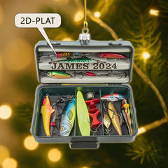 Maxcorners Personalized Fishing Tackle Box Christmas Ornament, Custom Fishing 2D Flat Acrylic Tree Decor, Gift for Fishermen, Anglers & Outdoor Lovers