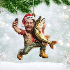 Maxcorners Custom Photo Fisherman - Fishing Personalized Ornament - Funny Christmas Gift For Fishing Lovers, Fisherman
