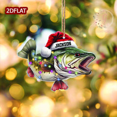 Maxcorners Personalized Fishing 2D Flat Ornament, Fisherman Ornament, Bass Fish Dad Ornament, Gifts for Him, Dad