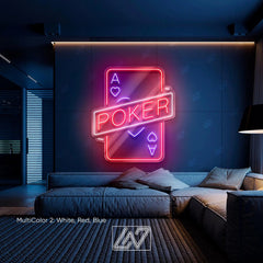 Maxcorners Custom Poker LED Sign, Poker Neon Sign Wall Decor for Game Room or Bar, Casino Led Light Wall Art, Poker Room Wall DecorLM1009