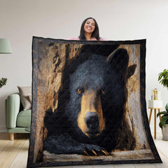 Maxcorners Black Bear Quilted Blanket, Realistic Wildlife Forest Bedding, Rustic Cabin Throw Quilt, Cozy Hunting Lodge Gift for Nature Lovers
LM1611