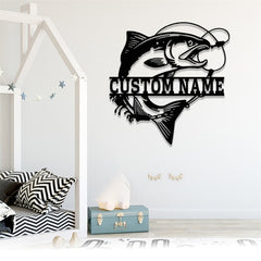 Maxcorners Custom Bass Fishing Metal Sign, Metal Wall Art