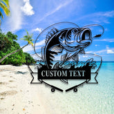 Maxcorners Custom Bass Fishing Metal Sign,Bass Fish Metal Wall Art