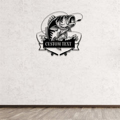 Maxcorners Custom Bass Fishing Metal Sign,Bass Fish Metal Wall Art