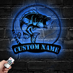 Maxcorners Custom Bass Fishing Metal Sign Fish Wall Art