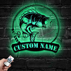 Maxcorners Custom Bass Fishing Metal Sign Fish Wall Art