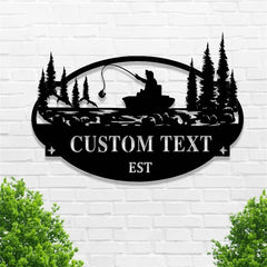 Maxcorners Custom River Fishing Metal Sign, Metal Wall Art