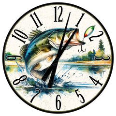Maxcorners Bass Fishing Clock: Game Fish Lake Decor TU3012