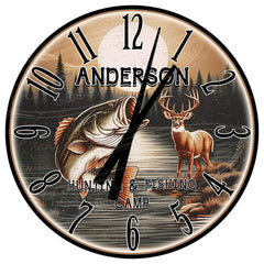 Maxcorners Buck Deer Metal Clock: Rustic Cabin Decor Hunt & Fish TU3012