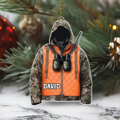 Maxcorners Personalized Orange Safety Vest Deer Hunter Outfit Christmas 3D Ornament, Custom Holiday Tree Decor, Perfect Gift for Hunter