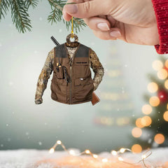 Maxcorners Personalized Brown Camo Hunting Jacket 2D Flat Christmas 3D Ornament, Custom Holiday Tree Decor, Perfect Gift for Hunter