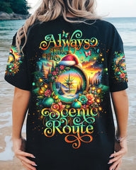 Maxcorners Always Take The Scenic Route Compass Christmas All Over Print LM2101