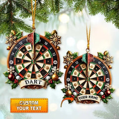 Maxcorners Custom Name Dart Ornament, Christmas Gift for Dart Player