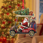 Maxcorners Personalized Santa In Golf Cart Ornament, Acrylic Ornament, Christmas Tree Ornaments, Gift For Golfer