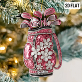 Maxcorners Crystal Print Pink Golf Bag Acrylic Ornament, Golf Christmas Ornaments, Christmas Golf Gift, Golf Decor LM1611