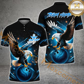 Maxcorners Bowling Thunder Eagle Power Multicolor Options Personalized Name, Team Name 3D Shirt (4 Colors)