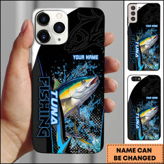 Maxcorners Tuna Fishing Phone Case Bold Typography Water Action Design Personalized Name Phone Case