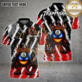 Maxcorners Billiards Shirt 8 Ball Crowned Legend Fire Cue Multioptions Personalized Name, Team Name Unisex 3D Shirt