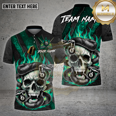 Maxcorners Billiards Shirt Skull Snake Flame 8 Ball Gothic Fire Multioptions Personalized Name, Team Name Unisex 3D Shirt