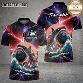 Maxcorners Bowling Shark Ocean Wave Splash Design Multi Options Personalized Name Team Name 3D Shirt