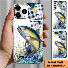 Maxcorners Tuna Fishing Phone Case Jumping Blue Fish Water Splash Sport Fishing Art Personalized Name 3D Phone Case