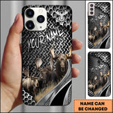 Maxcorners Hunting Phone Case Moose Family Industrial Metal Texture Wilderness Art Personalized Name Phone Case