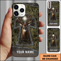 Maxcorners Hunting Phone Case Christian Cross Deer Faith Hunting Camo Design Personalized Name Phone Case | Moose