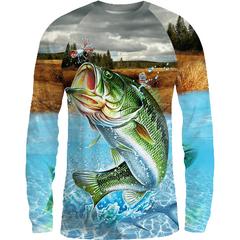 Maxcorners Customize Name Fishing Lake View With Bass 3D Shirts