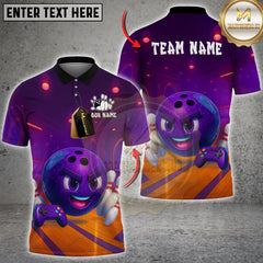 Maxcorners Bowling Neon Strike Multicolor Customized Name, Team Name 3D Shirts