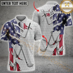 Maxcorners Golf American Flag Ball Skin Customized Name, Team Name 3D Shirt