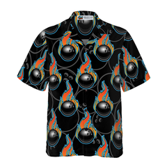 Maxcorners Bowling In Fire Seamless Pattern Hawaiian Shirt