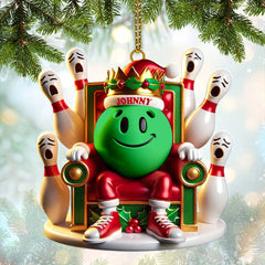 Maxcorners Custom Name Bowling Christmas Ornament, Bowling Lover Christmas Gift 2D Flat LM2111