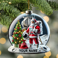 Maxcorners Custom Name Santa Astronaut Ornament, Astronaut Christmas Decoration 2D Flat LM2111