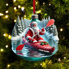 Maxcorners Custom Name Santa Kayaking Ornament, Christmas Gift Decoration 2D Flat LM2111
