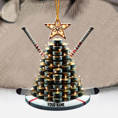 Maxcorners Hockey Tree Christmas Ornament, Personalized Ornament 2D Flat LM2211