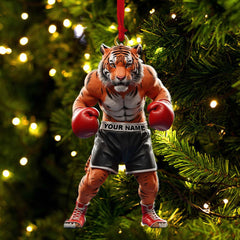 Maxcorners Custom Name Tiger Boxing Ornament, Boxing Christmas Gift Decoration 2D Flat LM2111