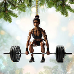Maxcorners Custom Name Woman Gym Work Out Santa Ornament, Gymnastics Christmas Gift89 2D Flat LM2111