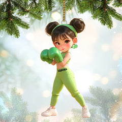 Maxcorners Custom Name Woman Boxing Ornament, Boxing Christmas Gift 2D Flat LM2111