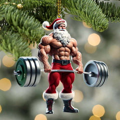 Maxcorners Custom Name Gym Work Out Santa Ornament, Gymnastics Christmas Gift9 2D Flat LM2111