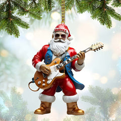 Maxcorners Custom Name Santa Guitar Ornament, Santa Christmas Gift 2D Flat LM2111