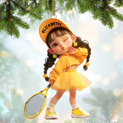 Maxcorners Custom Name Woman Tennis Ornament, Tennis Christmas Gift 2D Flat LM2111