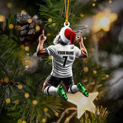 Maxcorners Santa Football Player Christmas Ornament, Personalized Ornament 2D Flat LM2211