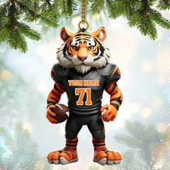 Maxcorners Custom Name Rugby Football Tiger Ornament, Rugby Football Lover Christmas Gift 2D Flat LM2111