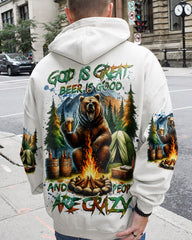 Maxcorners God Is Great Beer Is Good Bear All Over Print LM2101