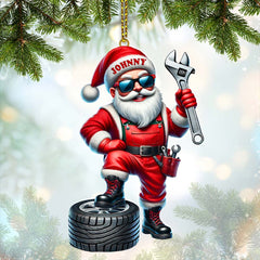Maxcorners Custom Name Mechanic Santa Ornament, Mechanic Christmas Gift 2D Flat LM2111
