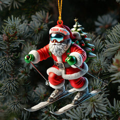 Maxcorners Santa Skiing Christmas Ornament, Personalized Ornament 2D Flat LM2211